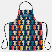 Feestelijke kleurrijke kerstbomen Patroon Monogram Schort (Voorkant)