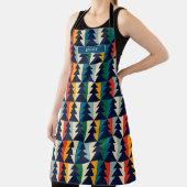 Feestelijke kleurrijke kerstbomen Patroon Monogram Schort (Insitu)