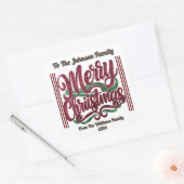 Feestelijke kleurrijke kerstgroeten vierkante sticker (Envelop)