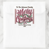 Feestelijke kleurrijke kerstgroeten vierkante sticker (Tas)