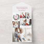 Feestelijke kleurrijke kerstkrans Fotocollage All In One Uitnodiging (Binnen)