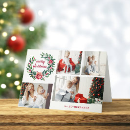 Feestelijke Kleurrijke Kerstkrans Fotocollage Feestdagen Kaart
