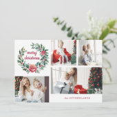 Feestelijke kleurrijke kerstkrans Fotocollage Feestdagenkaart (Staand voorkant)