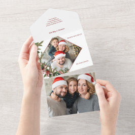 Feestelijke Kleurrijke Kerstmis Bloemen Foto All In One Uitnodiging