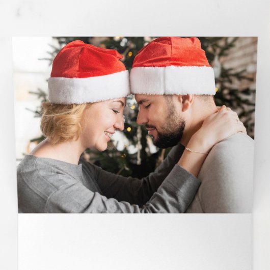 Feestelijke Kleurrijke Kerstmis Bloemen Foto Drieluik Wenskaart (Binnenzijde eerst)