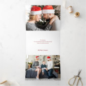 Feestelijke Kleurrijke Kerstmis Bloemen Foto Drieluik Wenskaart (Binnen)