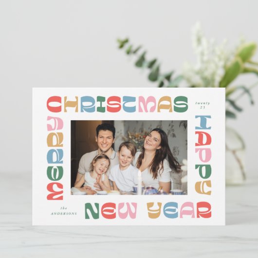 Feestelijke kleurrijke kerstvakantie Kaart (Staand voorkant)