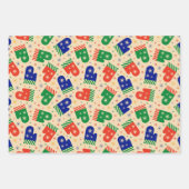 Feestelijke kleurrijke kerstwanten inpakpapier vel (Voorkant 3)