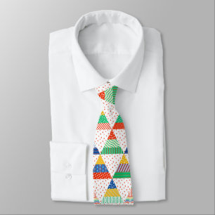 Feestelijke Kleurrijke Patchwork Kerst Driehoeken Stropdas