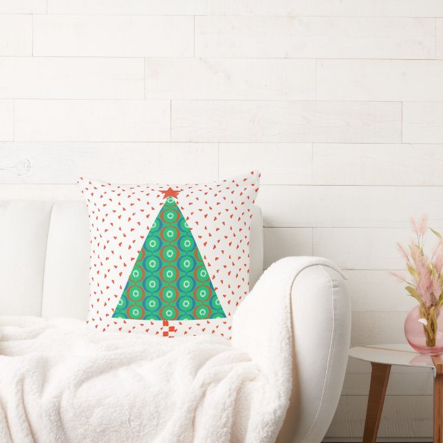 Feestelijke Kleurrijke Patchwork Kerstboom Kussen (Bank)