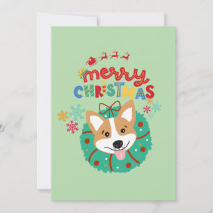 Feestelijke Kleurrijke Prettig Kerstfeest Huskie H Feestdagenkaart