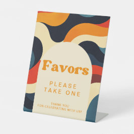 Feestelijke Kleurrijke Retro Golvende Boho Favorie Reclamebord Met Voetstuk