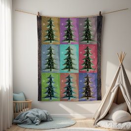 Feestelijke Kleurrijke Retro Persoonlijke Kerstbom Fleece Deken
