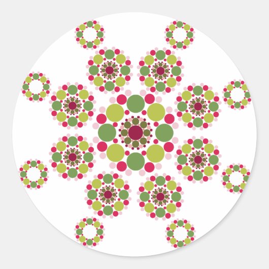 Feestelijke Kleurrijke Stippen Kerstster Chic Vaka Ronde Sticker (Voorkant)
