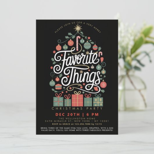 Feestelijke kleurrijke vakantie favoriete dingen f kaart (Staand voorkant)