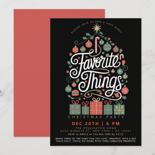 Feestelijke kleurrijke vakantie favoriete dingen f kaart (Voorkant / Achterkant)