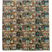 Feestelijke Kleurrijke Victoriaans Kerst Kaart Col Douchegordijn (Voorkant)