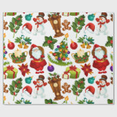 Feestelijke kleurrijke vintage kerst collage cadeaupapier (Vlak)