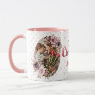 Feestelijke Kleurrijke Vrolijke Kerst 2 foto bloem Mok