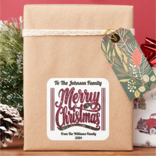 Feestelijke kleurrijke vrolijke kerst vierkante sticker