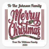Feestelijke kleurrijke vrolijke kerst vierkante sticker (Voorkant)