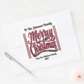 Feestelijke kleurrijke vrolijke kerst vierkante sticker (Envelop)