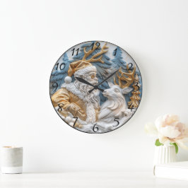 Feestelijke klok met kerstman en rendier