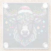 Feestelijke Koe Glazen Onderzetter (Achterkant)