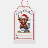 Feestelijke koe wc label voor kerst cadeaulabel (Voorkant)