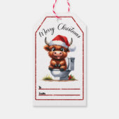 Feestelijke koe wc label voor kerst cadeaulabel (Achterkant)