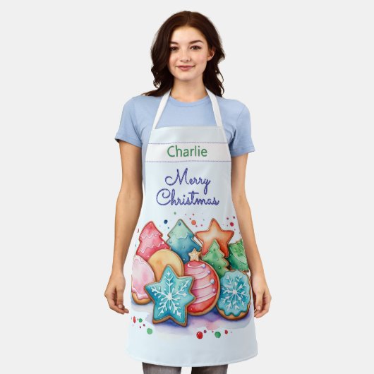 Feestelijke koekjes Vrolijk Kerstfeest Gepersonali Schort (Gedragen)