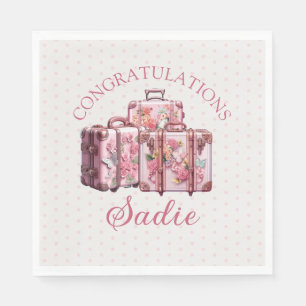 Feestelijke Koffer College Roze Felicitaties  Servet