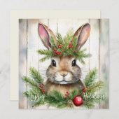 Feestelijke Konijn Kerst Feestdagenkaart (Voorkant / Achterkant)
