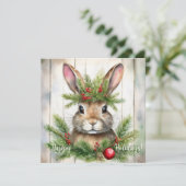 Feestelijke Konijn Kerst Feestdagenkaart (Staand voorkant)