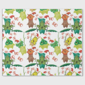 Feestelijke Korok Santas Cadeaupapier (Vlak)