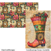 Feestelijke Kous Steampunk Sfeer BL4 Decoupage Tissuepapier