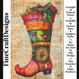 Feestelijke Kous Steampunk Sfeer BL4 Decoupage Tissuepapier
