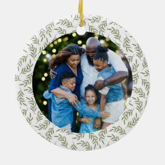 Feestelijke Krans Custom Family Photo Holiday Keramisch Ornament