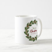 Feestelijke krans en schrift | Prettig Kerstmis Mo Koffiemok (Voorkant rechts)