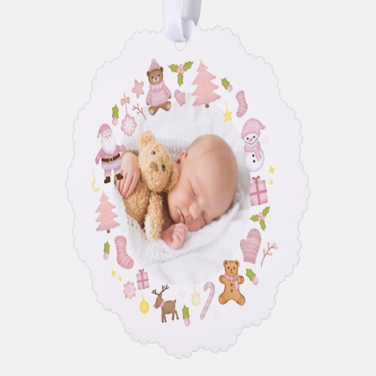 Feestelijke Krans Foto Kerst Ornament (Links)