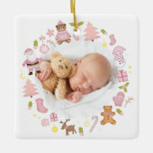 Feestelijke Krans Foto Kerst Ornament (Voorkant)