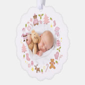 Feestelijke Krans Foto Kerst Ornament Kaart (Links)