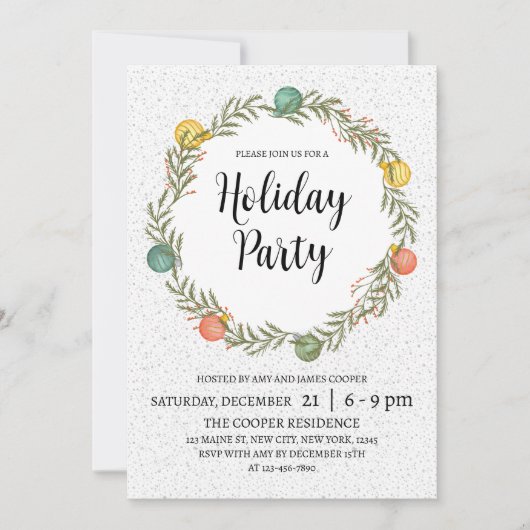 Feestelijke krans Kerstvakantie feestuitnodiging Feestdagenkaart (Voorkant)