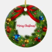 Feestelijke Krans met Sneeuwman Keramisch Ornament (Achterkant)