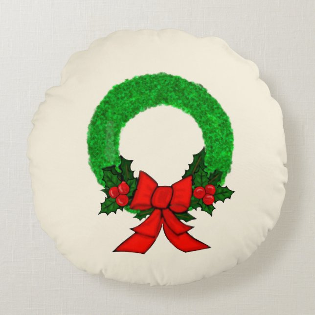 Feestelijke krans ronde kussen (Voorkant)