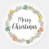 Feestelijke Krans Vrolijke Kerst Stickers (Voorkant)