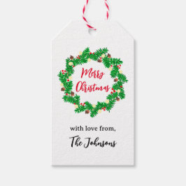 Feestelijke krans Vrolijke Kerstmis Aangepaste Naa Cadeaulabel