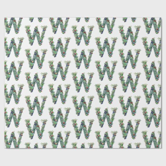 Feestelijke kransbrief W Kerstmis Cadeaupapier (Vlak)