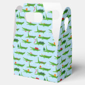 Feestelijke krokodillen in kerstkostuums patroon bedankdoosjes (Geopend)