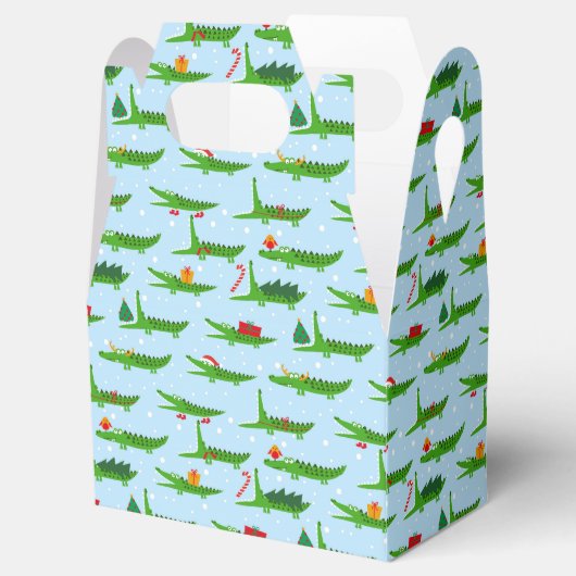 Feestelijke krokodillen in kerstkostuums patroon bedankdoosjes (Geopend)
